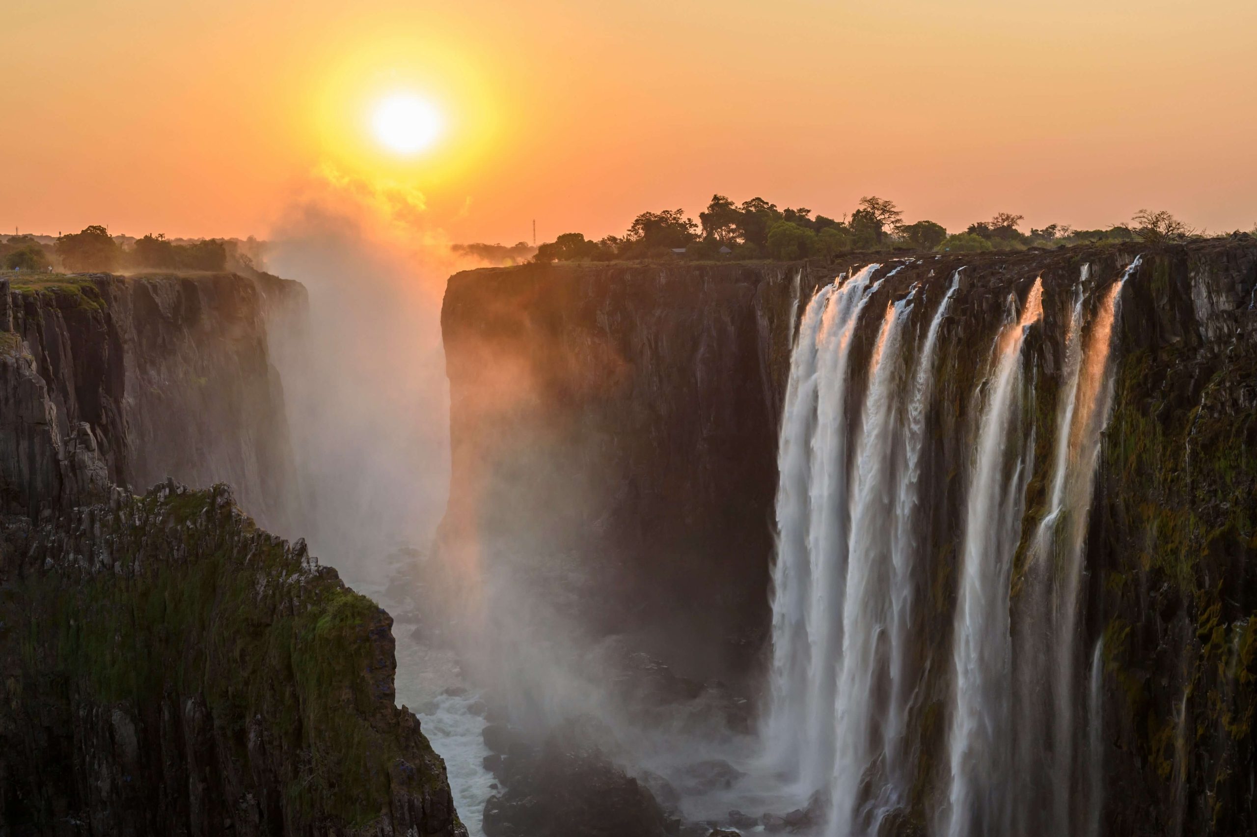 Sunset over Victoria Falls, Zimbabwe